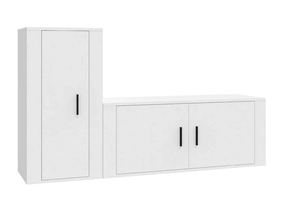 Berkfield 2 Piece TV Cabinet Set White Engineered Wood