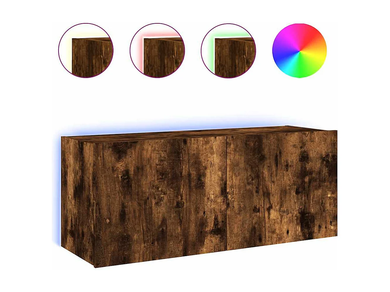 Berkfield TV Wall Cabinet with LED Lights Smoked Oak 100x35x41 cm
