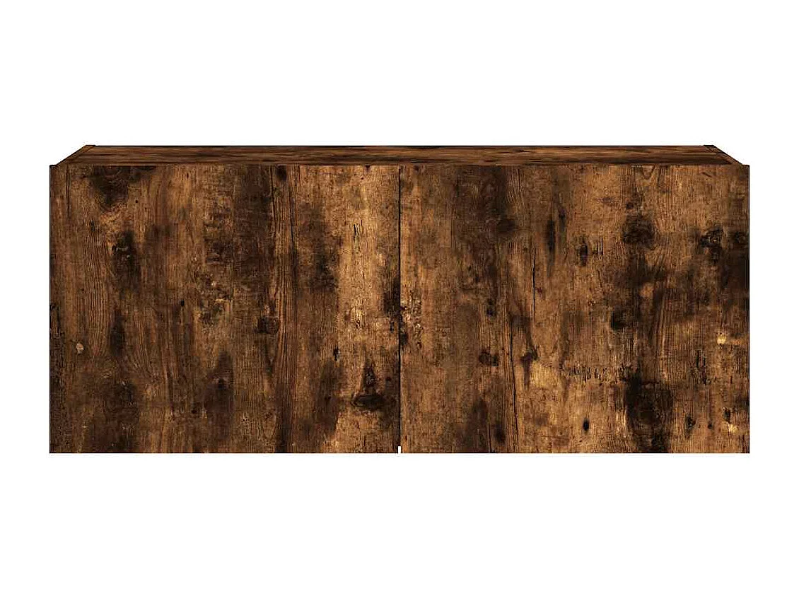 Berkfield TV Wall Cabinet with LED Lights Smoked Oak 100x35x41 cm
