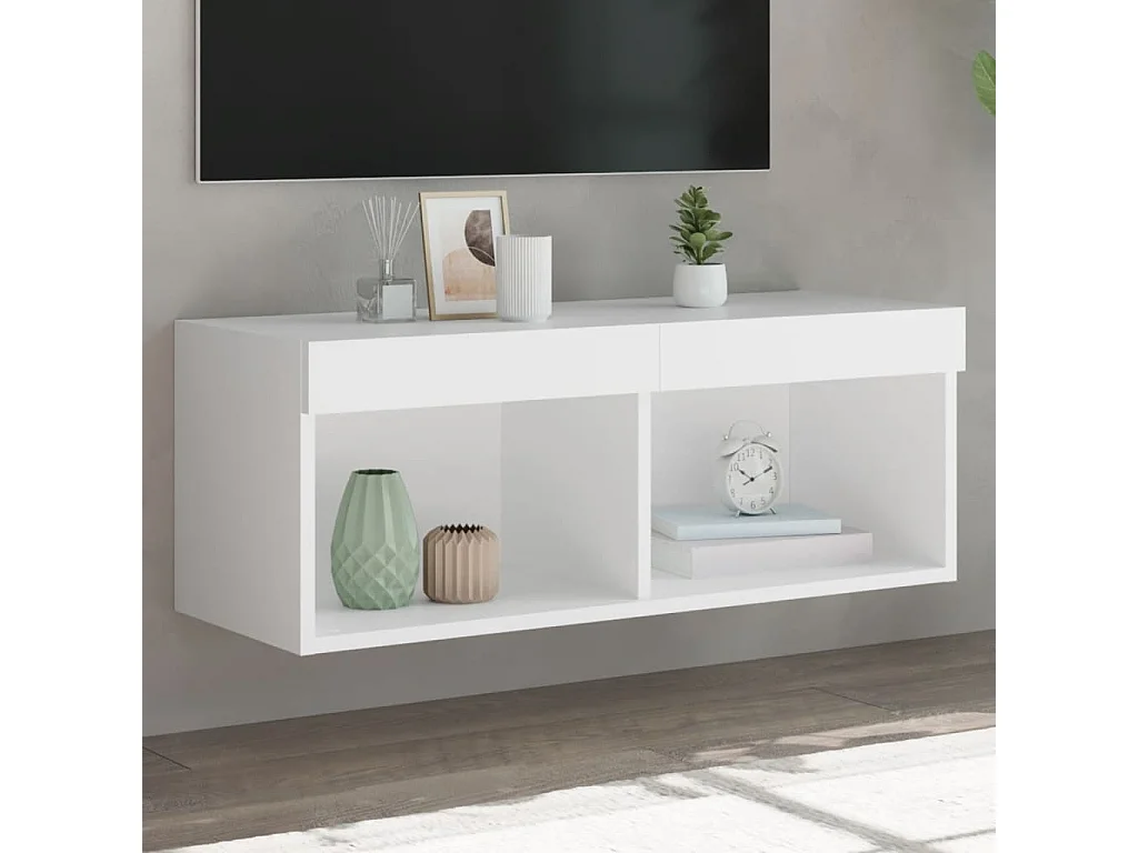 Berkfield TV Cabinet with LED Lights White 80x30x30 cm