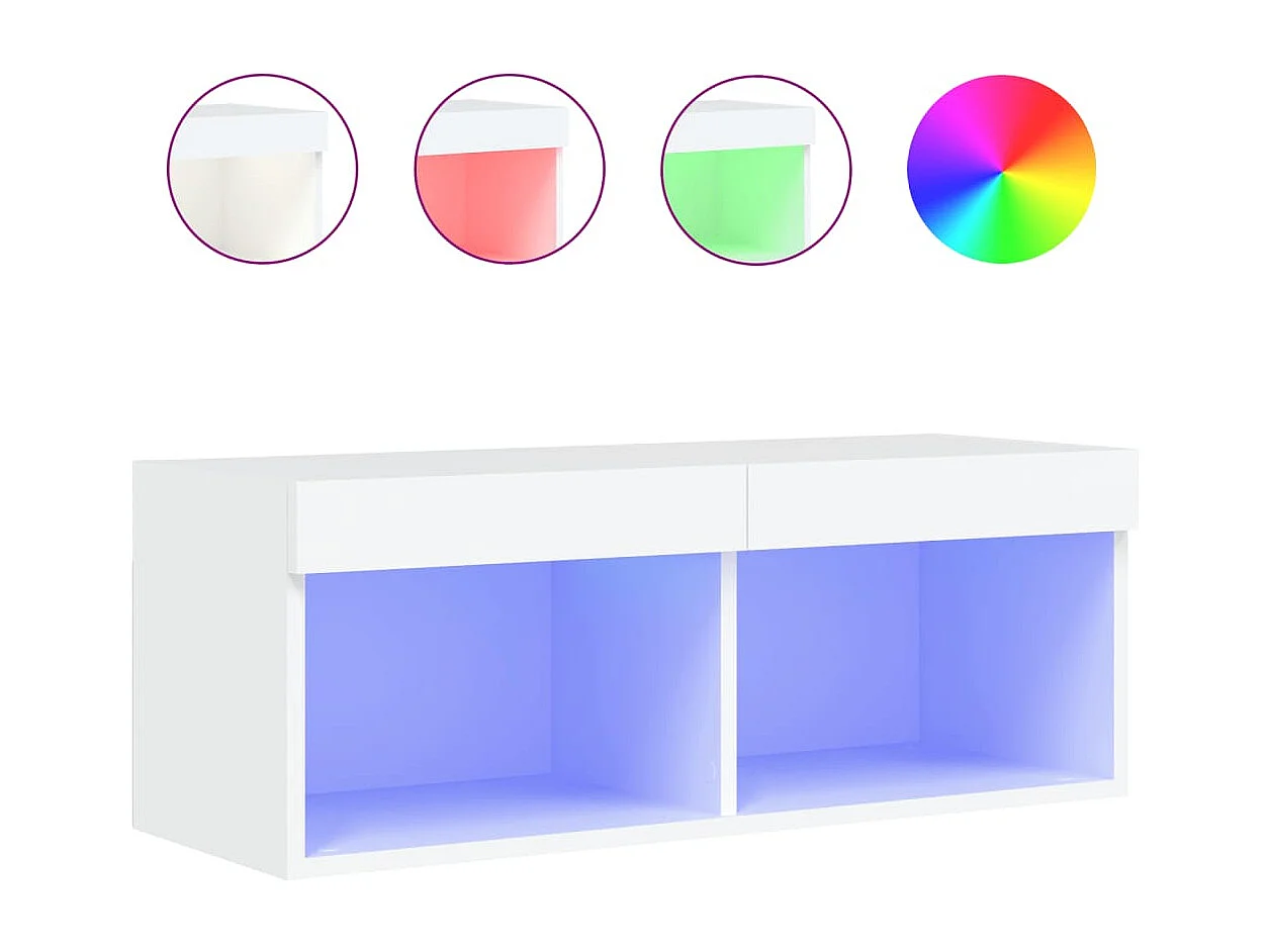 Berkfield TV Cabinet with LED Lights White 80x30x30 cm