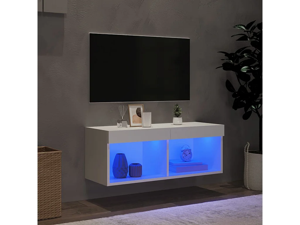 Berkfield TV Cabinet with LED Lights White 80x30x30 cm