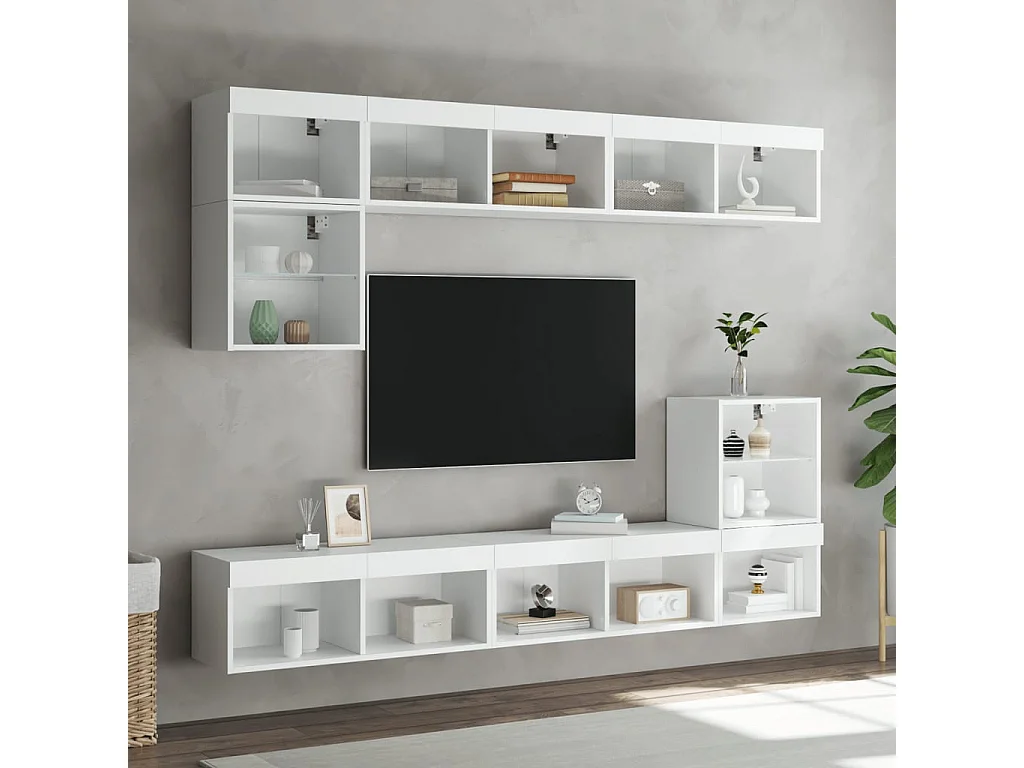 Berkfield TV Cabinet with LED Lights White 80x30x30 cm