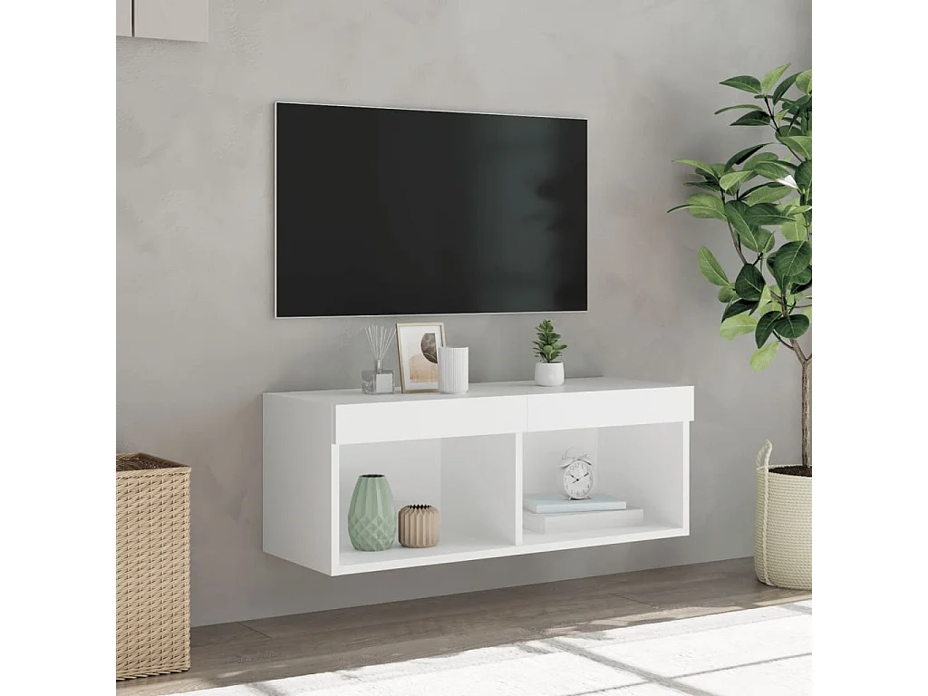 Berkfield TV Cabinet with LED Lights White 80x30x30 cm
