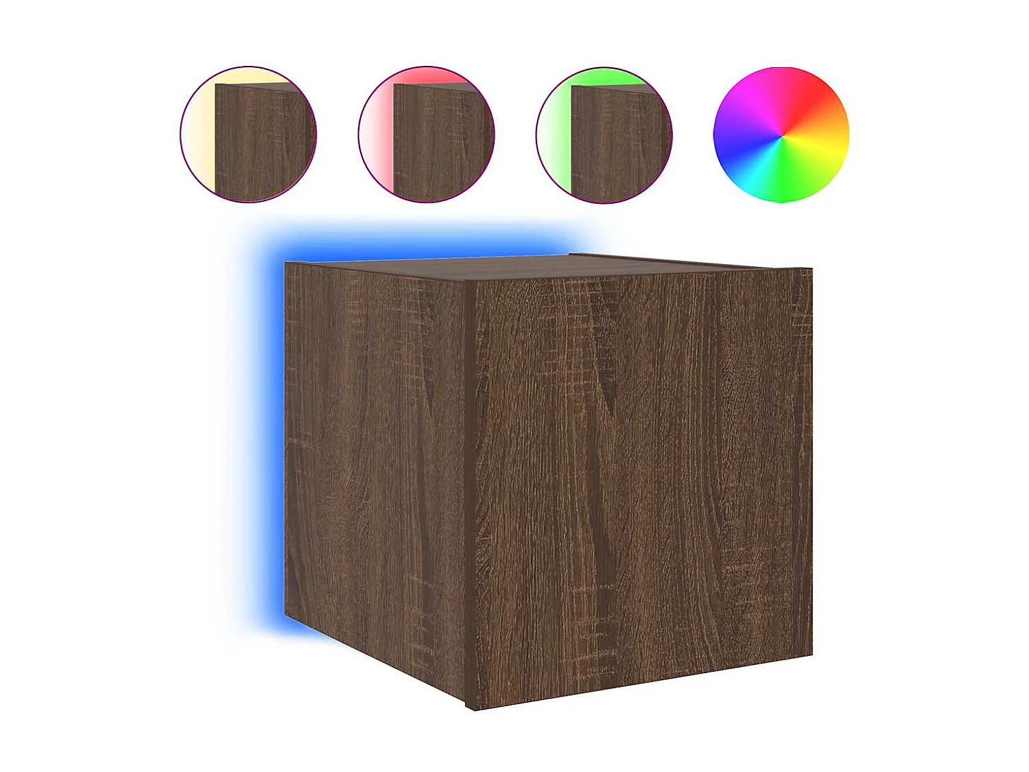 Berkfield TV Wall Cabinet with LED Lights Brown Oak 30.5x35x30 cm