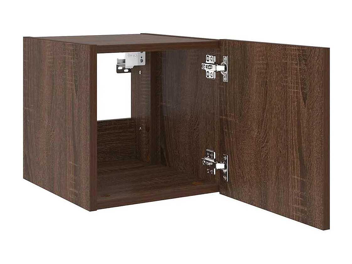 Berkfield TV Wall Cabinet with LED Lights Brown Oak 30.5x35x30 cm