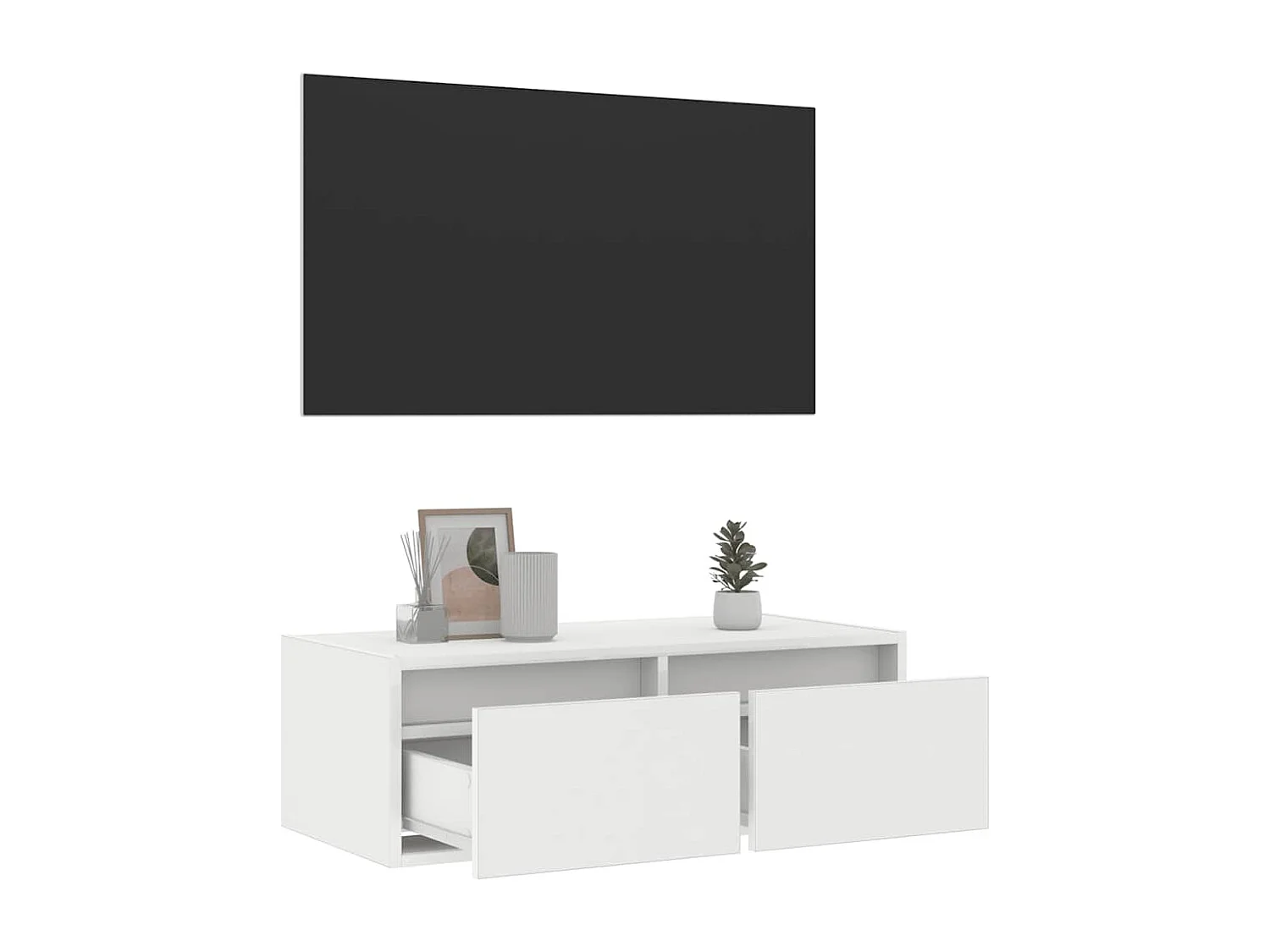 Berkfield TV Cabinet with LED Lights White 75x35.5x25 cm