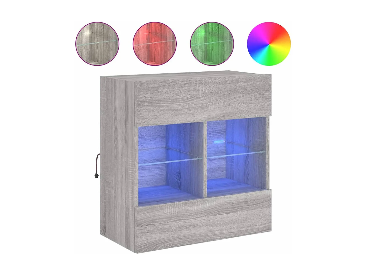 Berkfield TV Wall Cabinet with LED Lights Grey Sonoma 58.5x30x60.5 cm