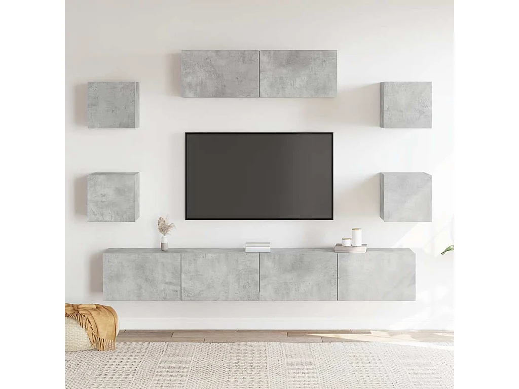 Berkfield 7 Piece TV Cabinet Set Concrete Grey Engineered Wood