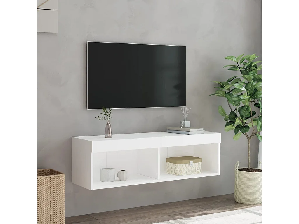 Berkfield TV Cabinet with LED Lights White 100x30x30 cm