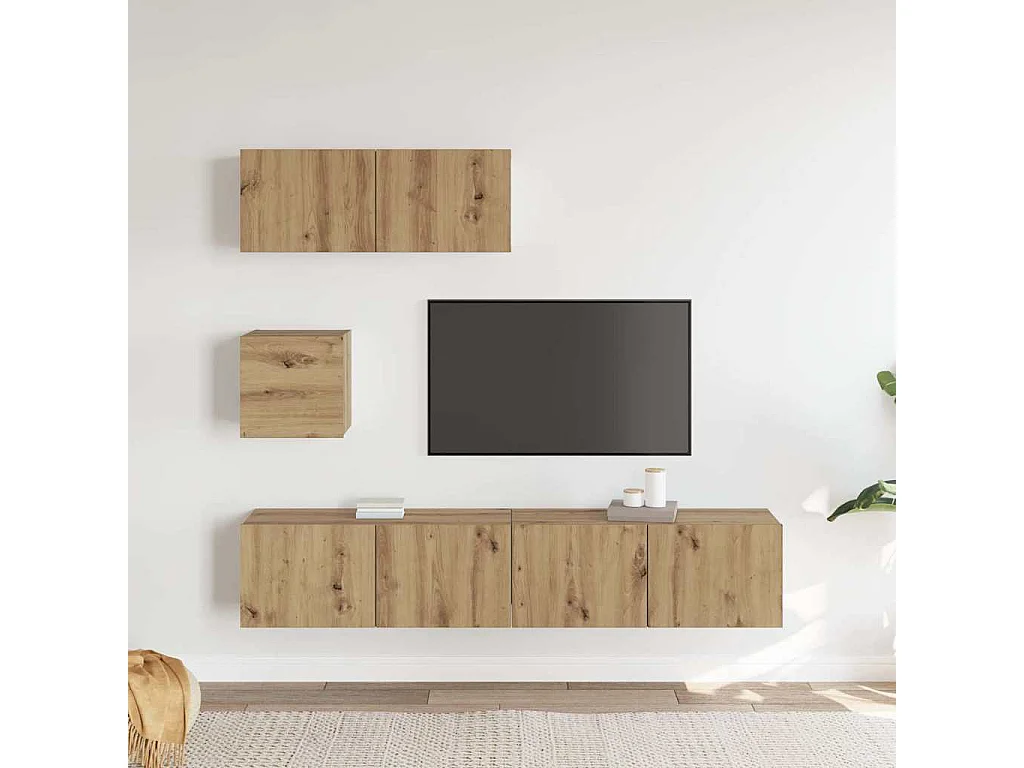 Berkfield 4 Piece TV Cabinet Set Wall-mounted Artisan Oak Engineered Wood