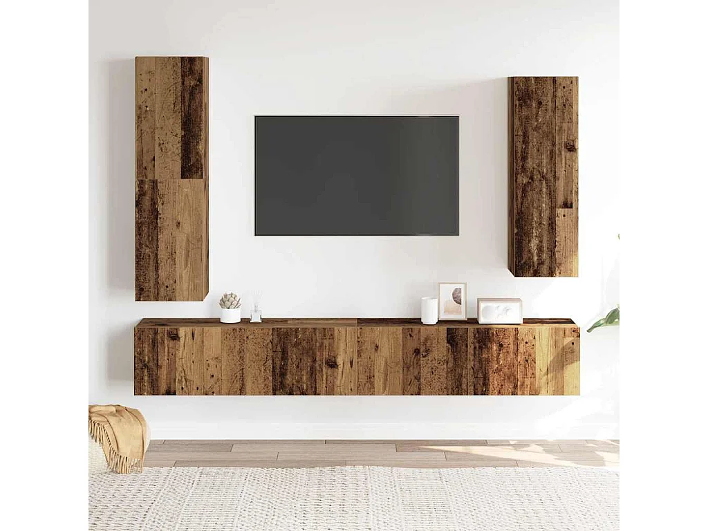 Berkfield 4 Piece TV Cabinet Set Wall-mounted Old Wood Engineered Wood