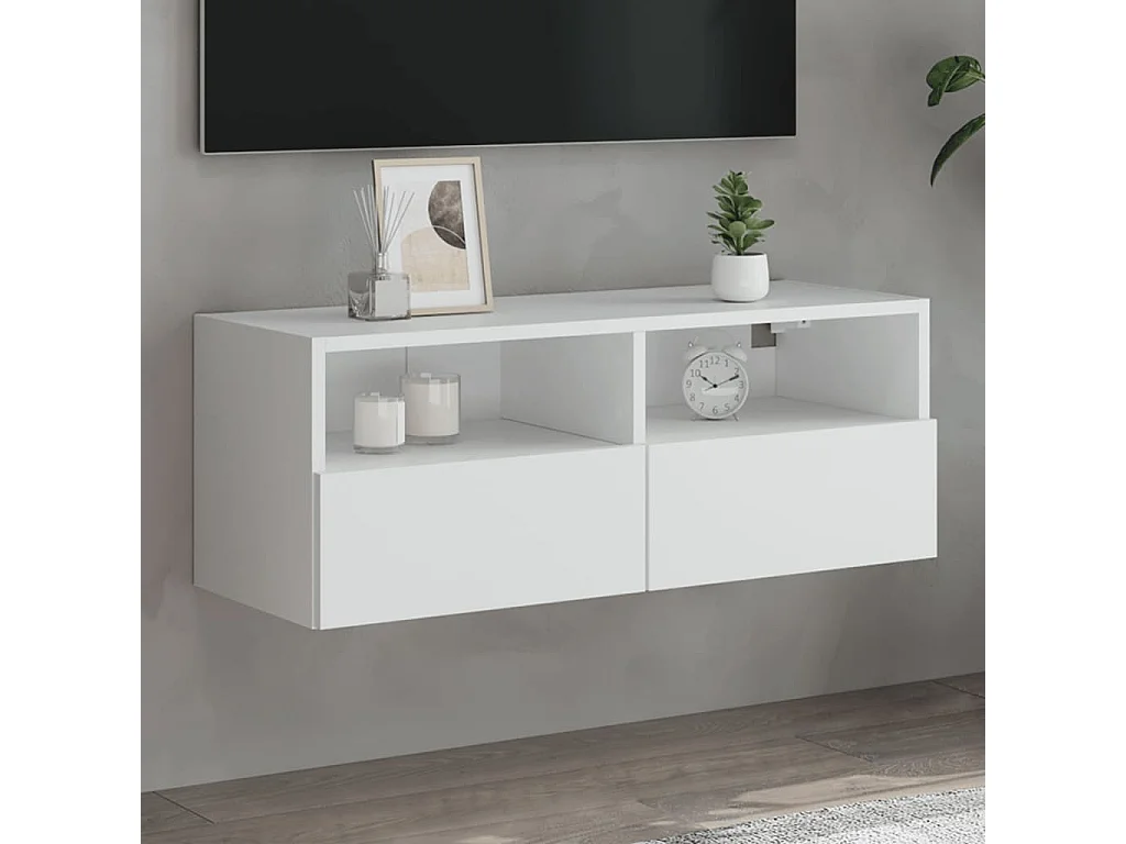 Berkfield TV Wall Cabinet White 80x30x30 cm Engineered Wood