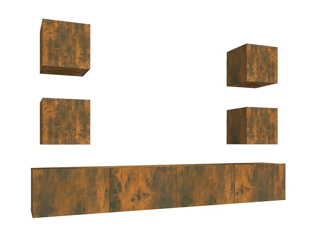 Berkfield 6 Piece TV Cabinet Set Smoked Oak Engineered Wood