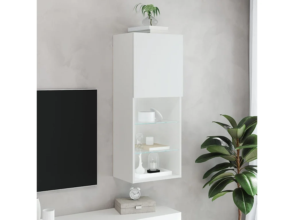 Berkfield TV Cabinet with LED Lights White 40.5x30x102 cm