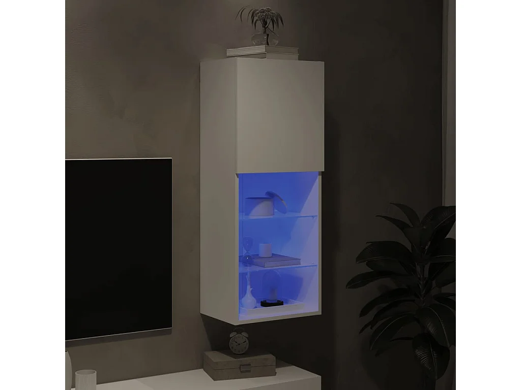 Berkfield TV Cabinet with LED Lights White 40.5x30x102 cm
