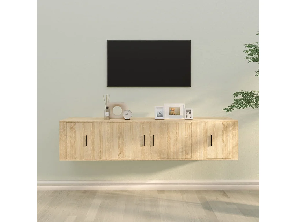 Berkfield 3 Piece TV Cabinet Set Sonoma Oak Engineered Wood