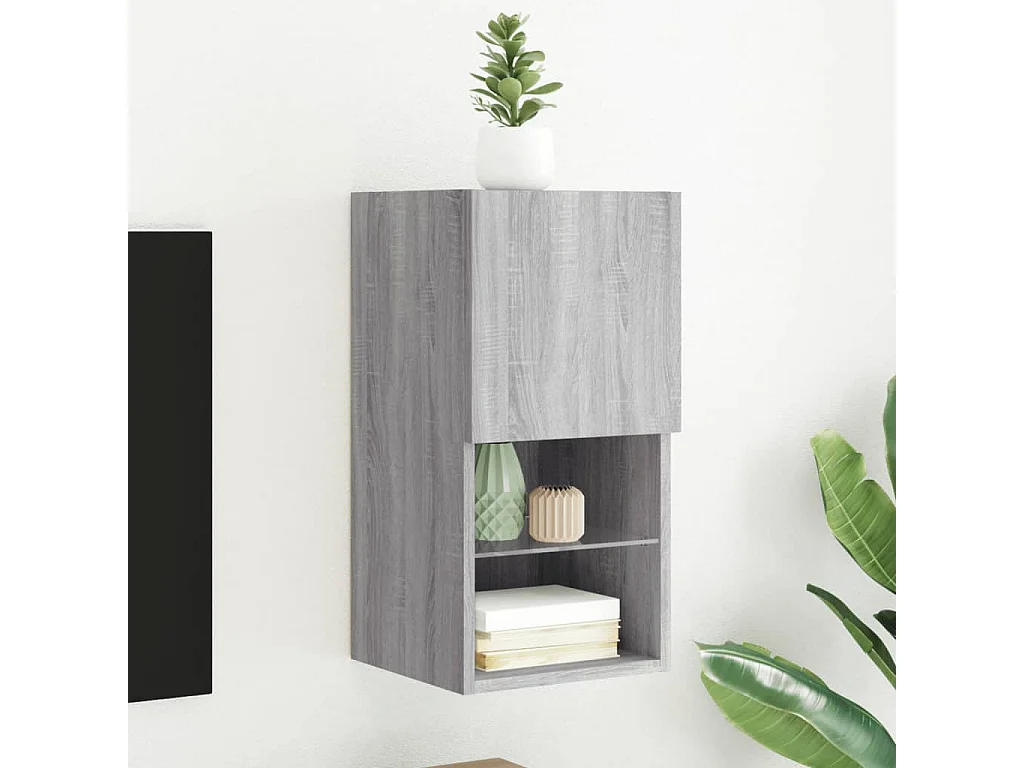 Berkfield TV Cabinet with LED Lights Grey Sonoma 30.5x30x60 cm