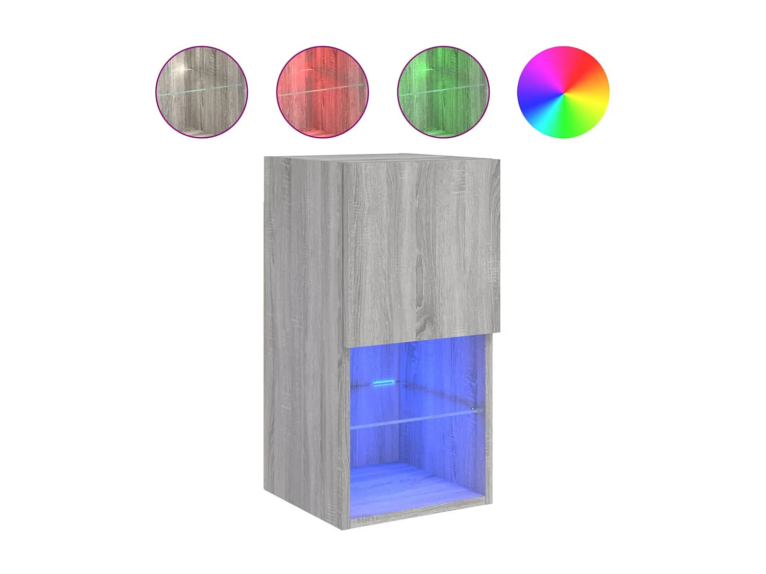 Berkfield TV Cabinet with LED Lights Grey Sonoma 30.5x30x60 cm