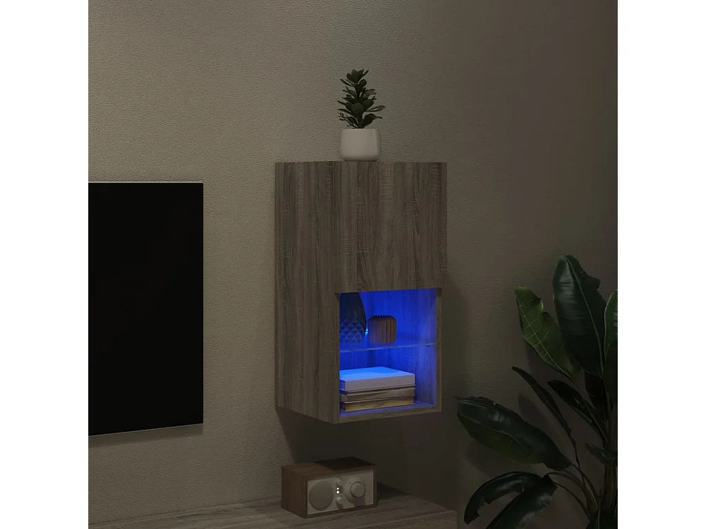Berkfield TV Cabinet with LED Lights Grey Sonoma 30.5x30x60 cm