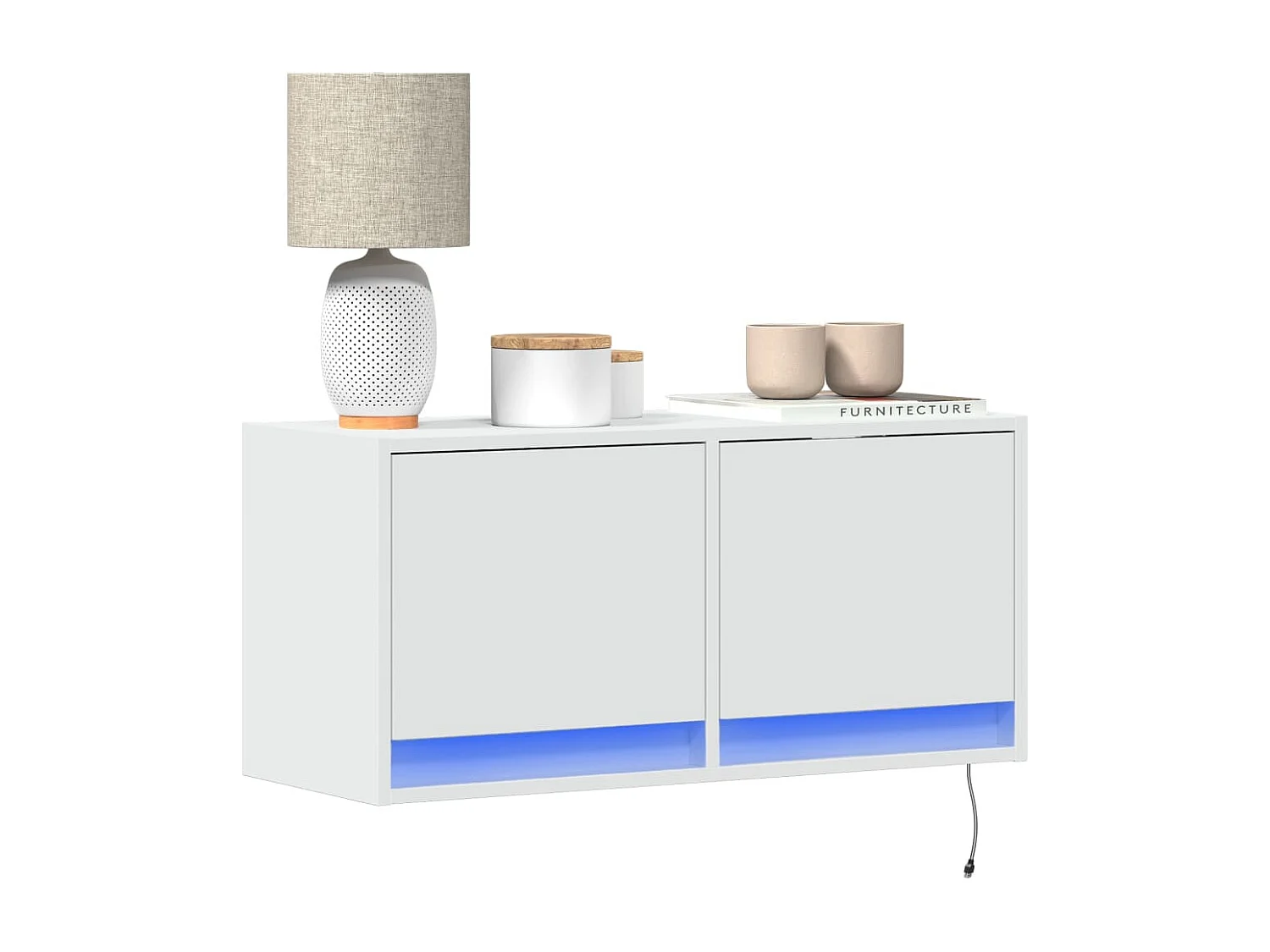 Berkfield TV Wall Cabinet with LED Lights White 80x31x35 cm