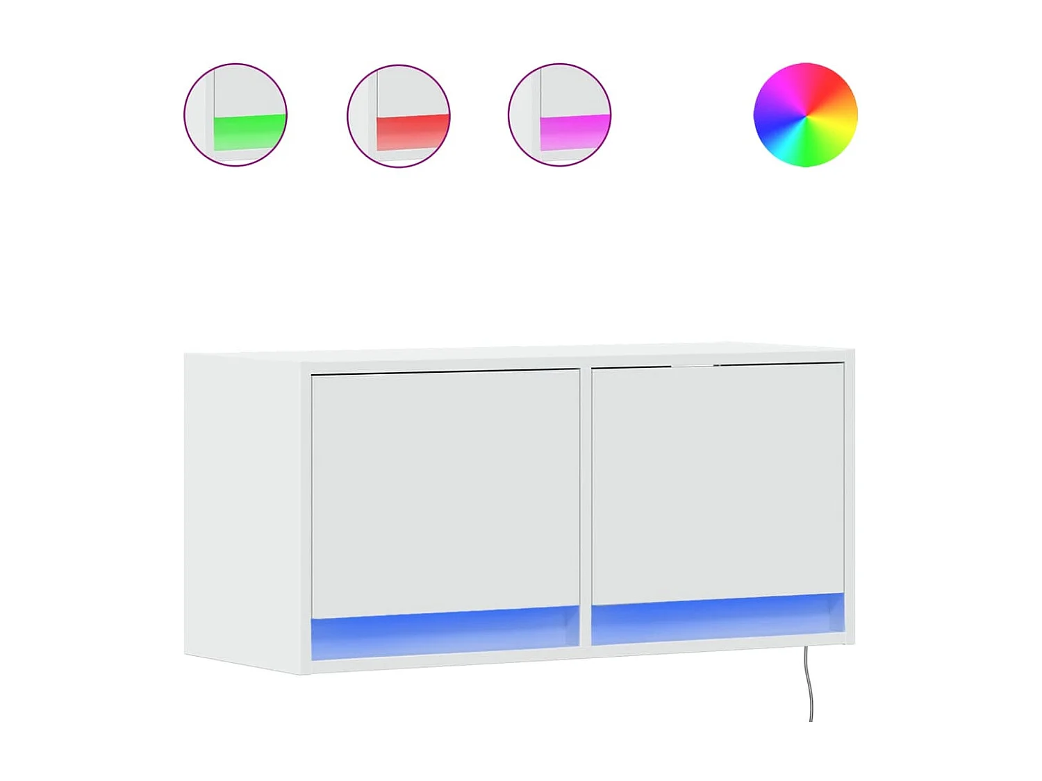 Berkfield TV Wall Cabinet with LED Lights White 80x31x35 cm