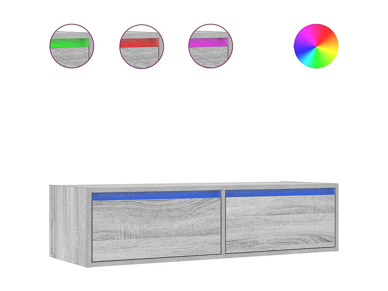 Berkfield TV Cabinet with LED Lights Grey Sonoma 100X35.5x25 cm
