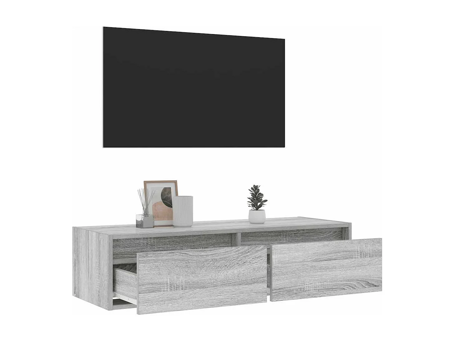 Berkfield TV Cabinet with LED Lights Grey Sonoma 100X35.5x25 cm