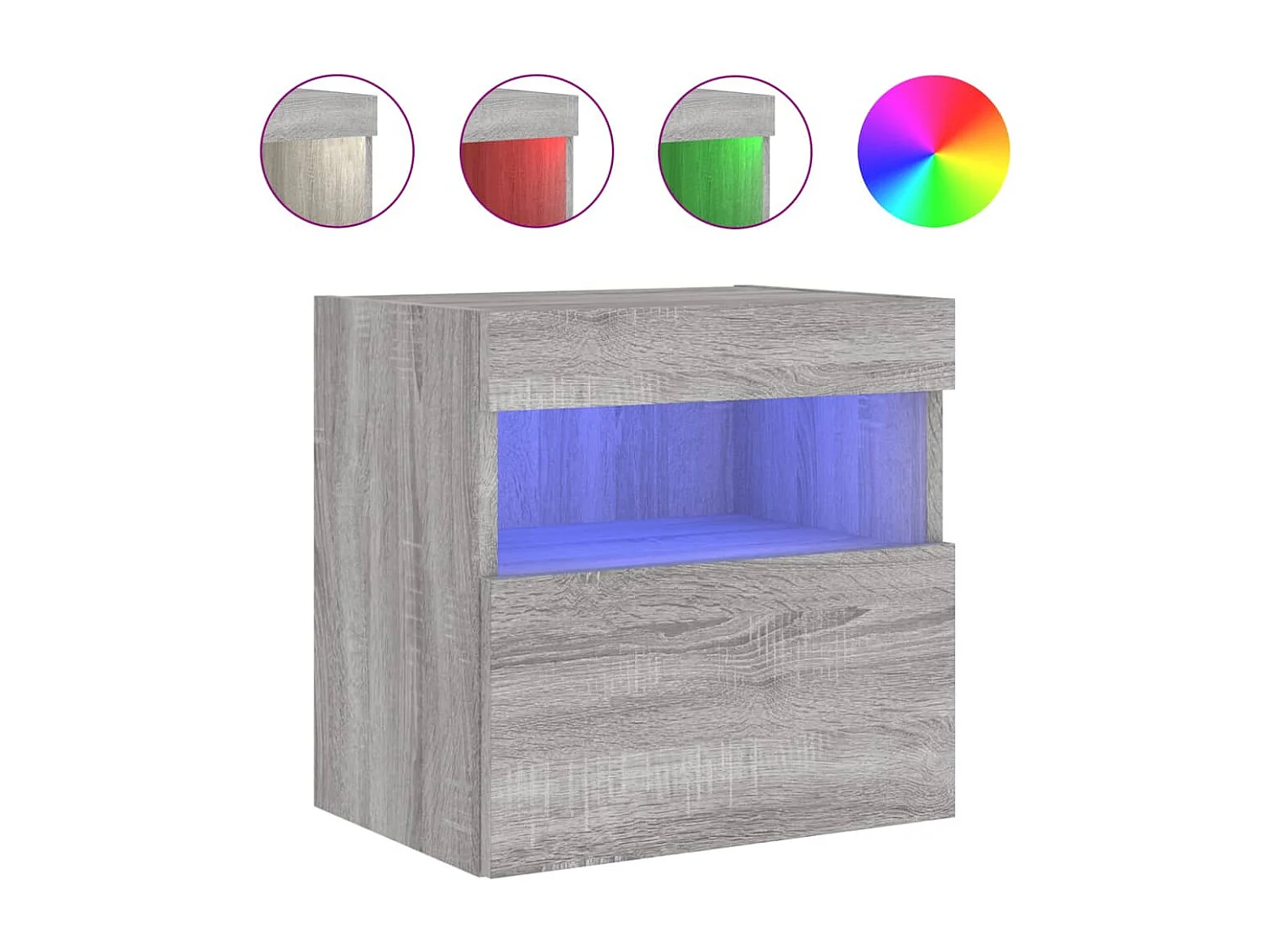 Berkfield TV Wall Cabinet with LED Lights Grey Sonoma 40x30x40 cm
