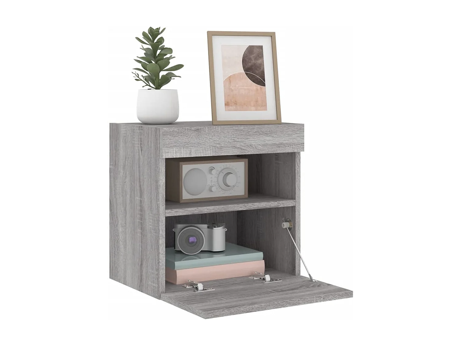 Berkfield TV Wall Cabinet with LED Lights Grey Sonoma 40x30x40 cm