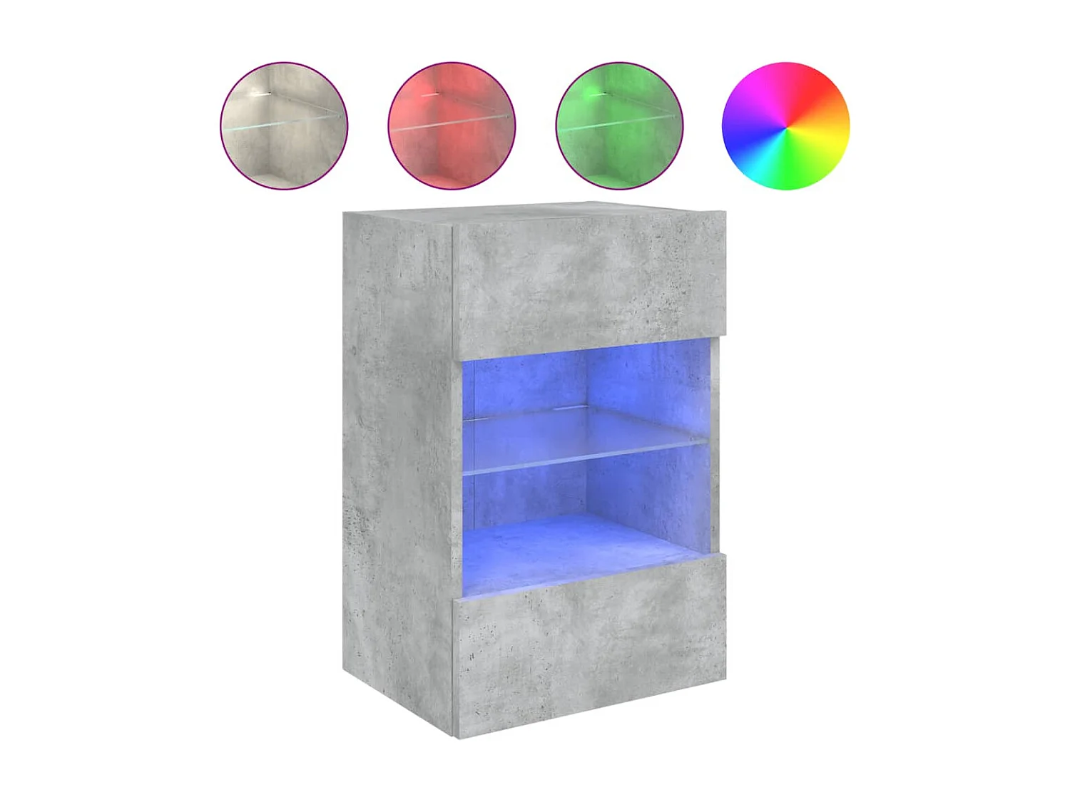 Berkfield TV Wall Cabinet with LED Lights Concrete Grey 40x30x60.5 cm
