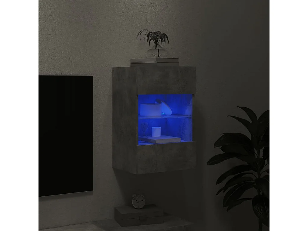 Berkfield TV Wall Cabinet with LED Lights Concrete Grey 40x30x60.5 cm