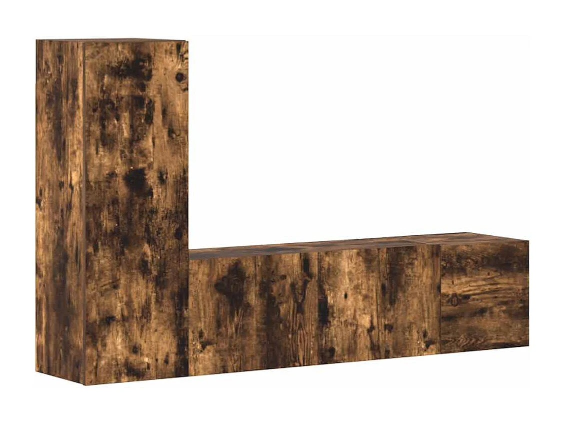 Berkfield 3 Piece TV Cabinet Set Smoked Oak Engineered Wood