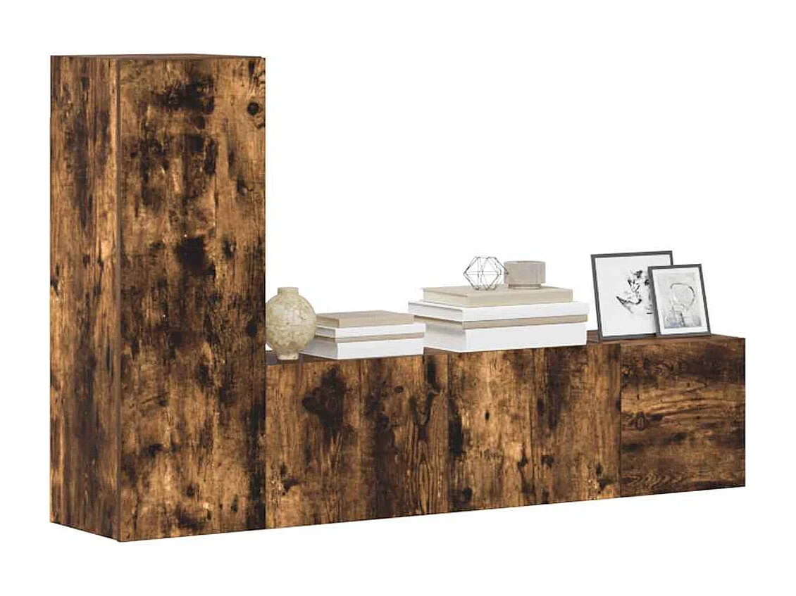 Berkfield 3 Piece TV Cabinet Set Smoked Oak Engineered Wood