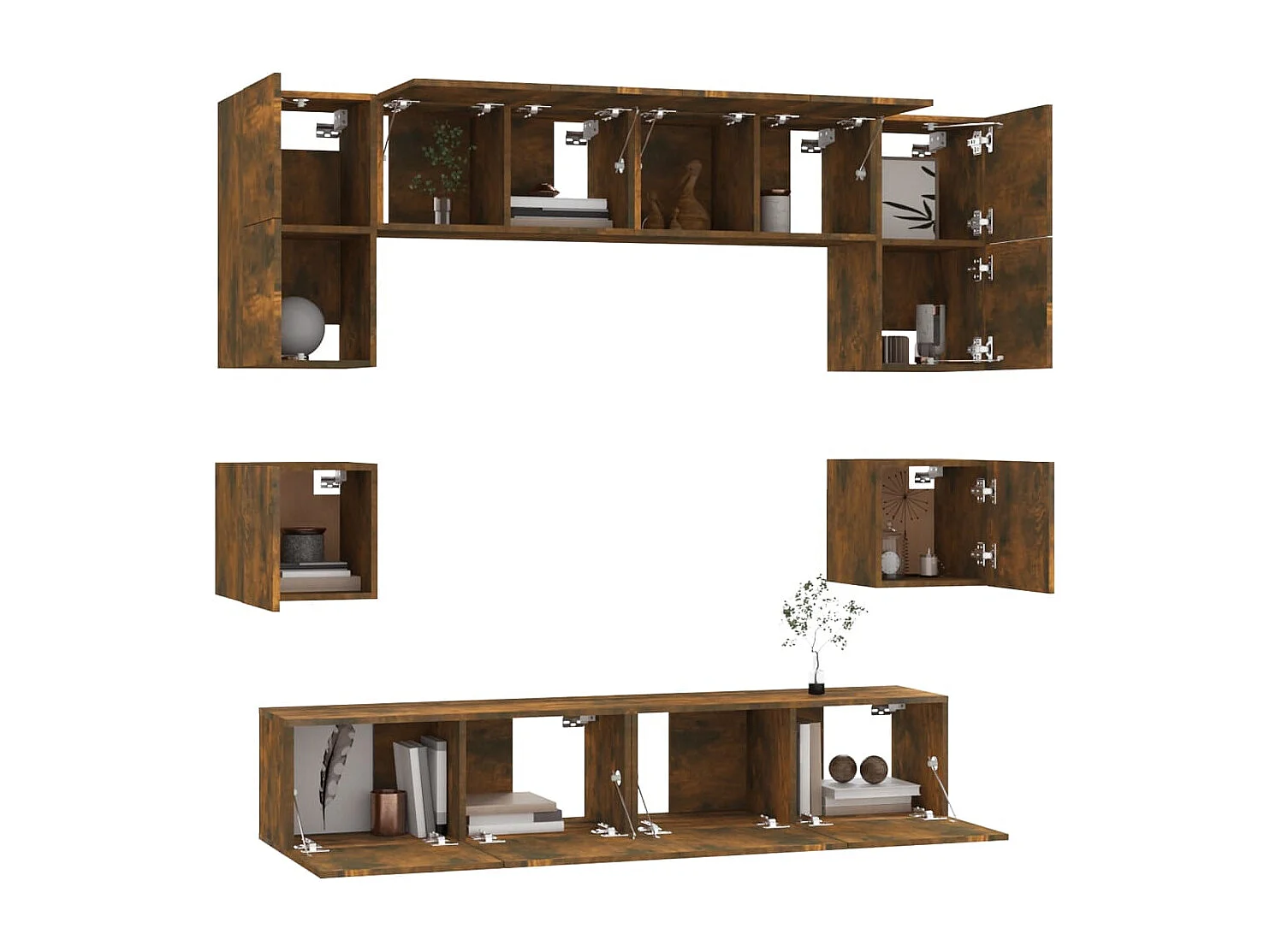 Berkfield 8 Piece TV Cabinet Set Smoked Oak Engineered Wood