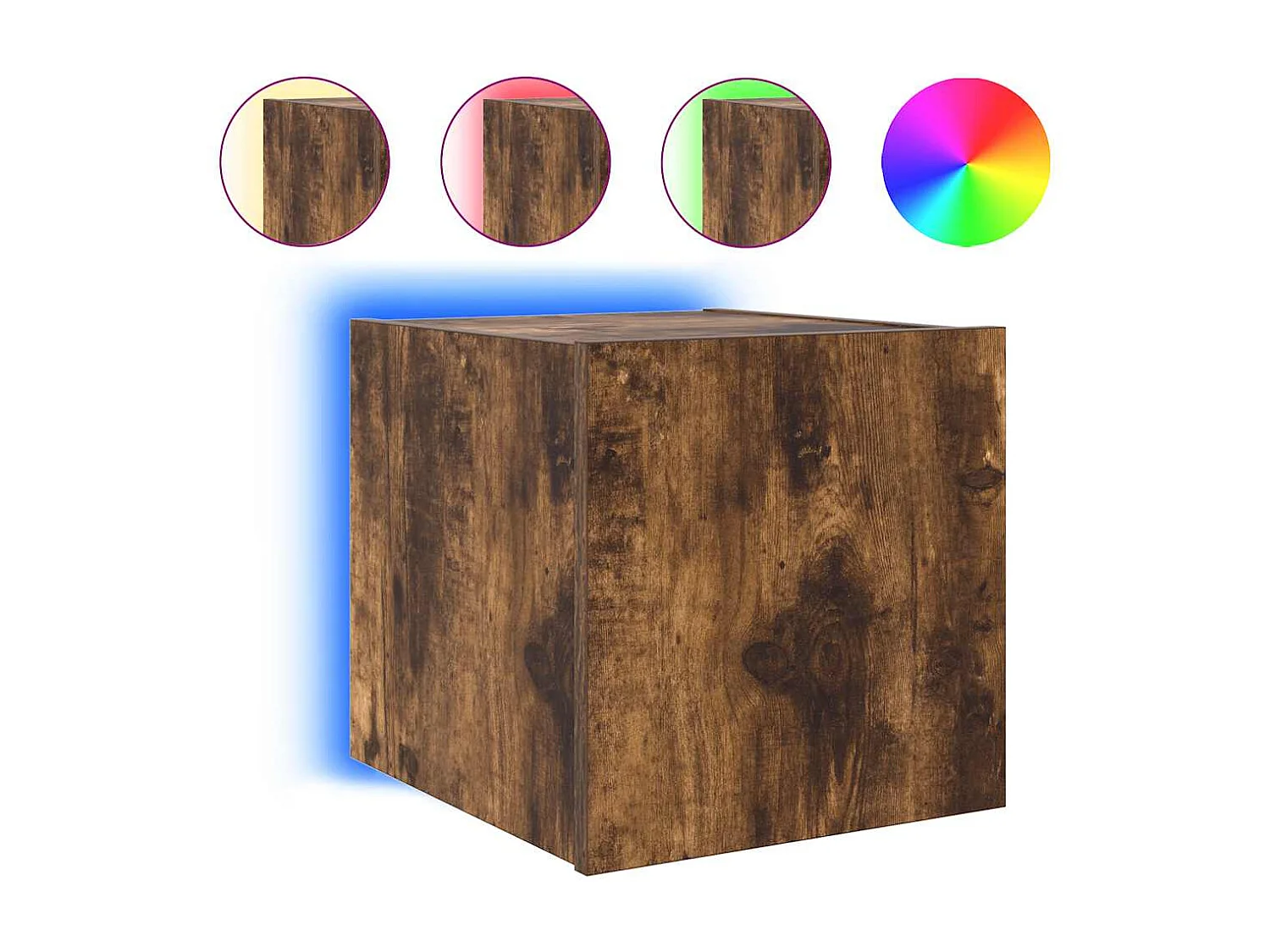 Berkfield TV Wall Cabinet with LED Lights Smoked Oak 30.5x35x30 cm
