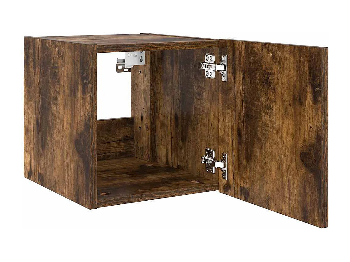 Berkfield TV Wall Cabinet with LED Lights Smoked Oak 30.5x35x30 cm