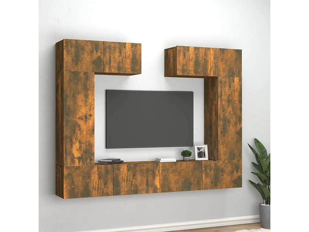 Berkfield 6 Piece TV Cabinet Set Smoked Oak Engineered Wood
