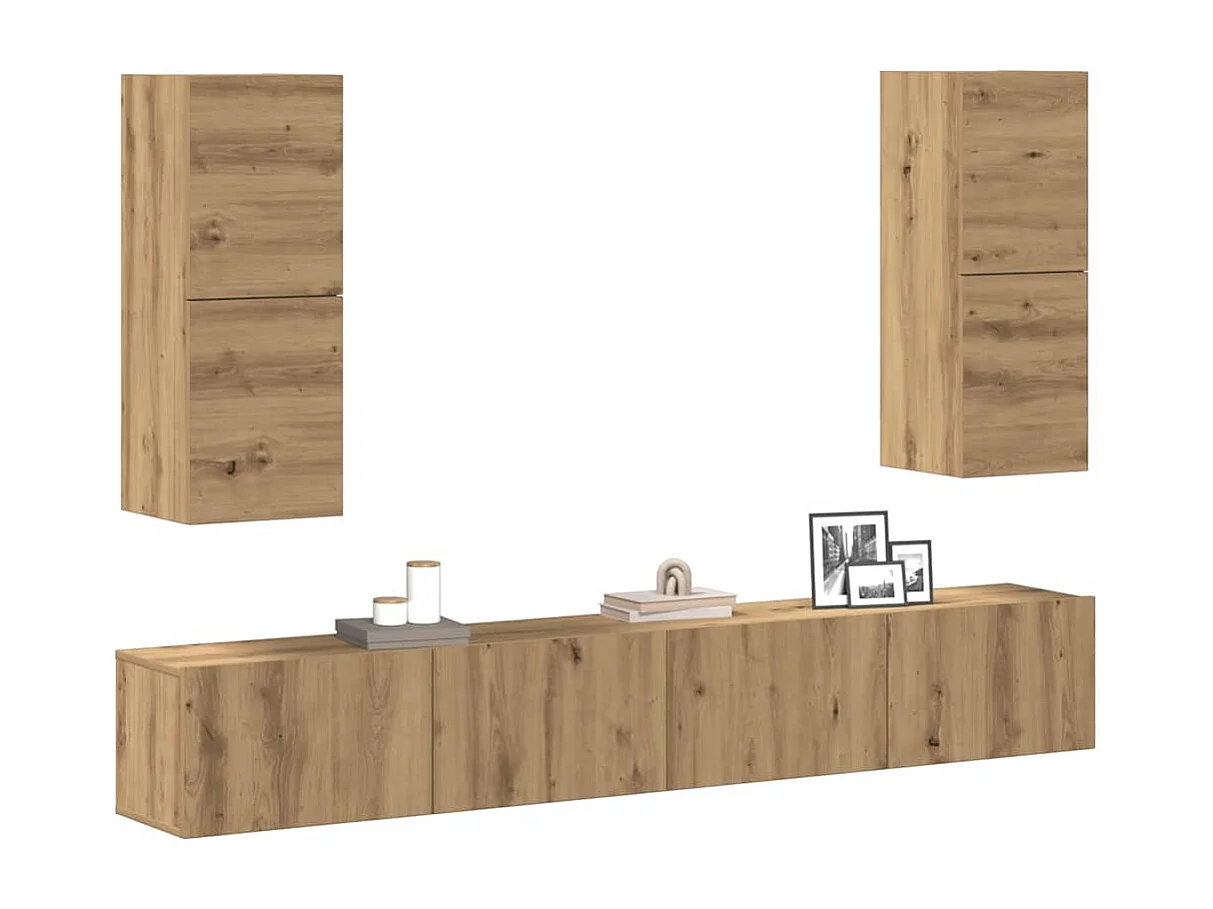 Berkfield 4 Piece TV Cabinet Set Wall-mounted Artisan Oak Engineered Wood