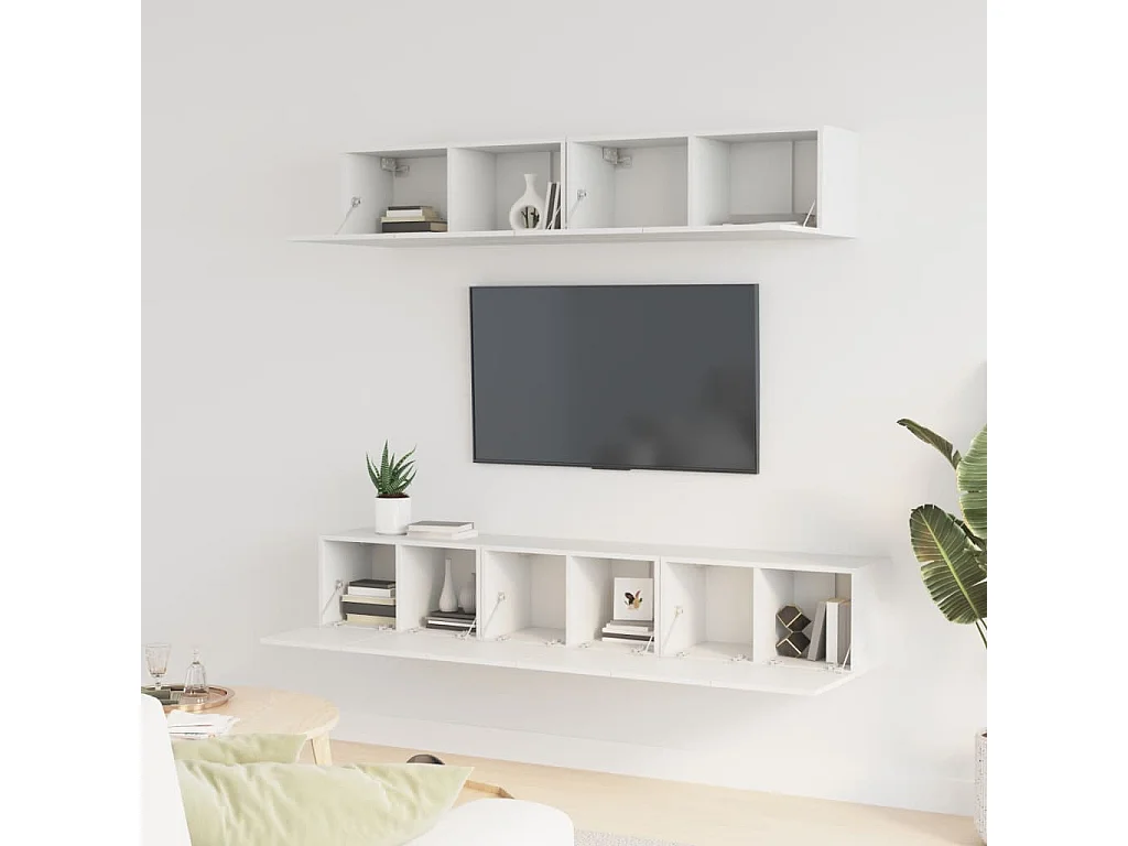 Berkfield 5 Piece TV Cabinet Set White Engineered Wood