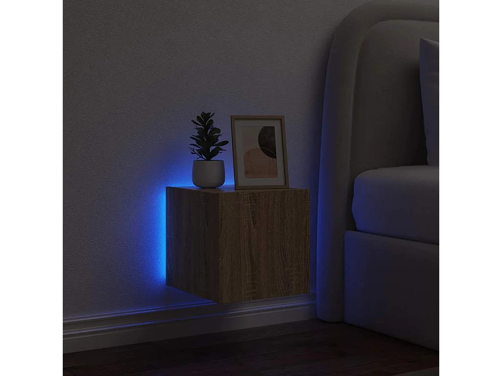 Berkfield TV Wall Cabinet with LED Lights Sonoma Oak 30.5x35x30 cm