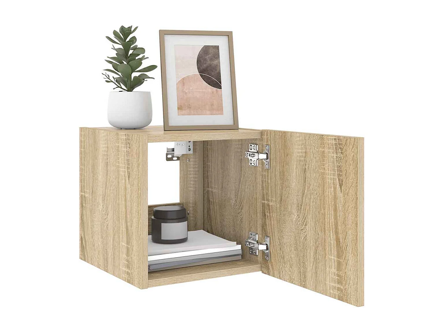 Berkfield TV Wall Cabinet with LED Lights Sonoma Oak 30.5x35x30 cm