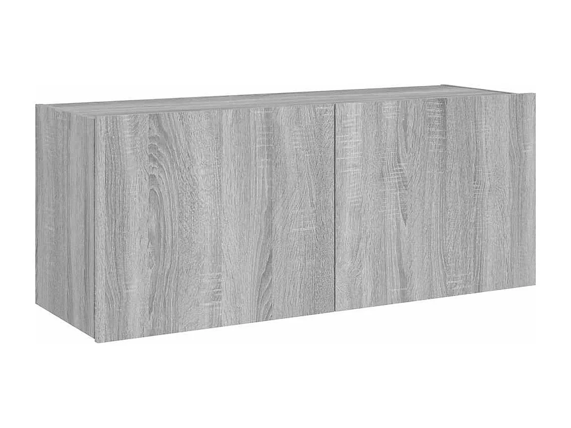 Berkfield TV Wall Cabinet with LED Lights Grey Sonoma 100x35x41 cm