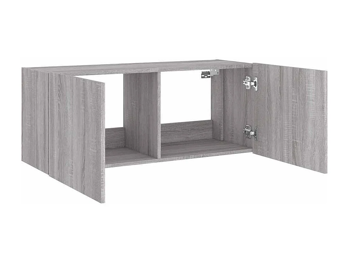Berkfield TV Wall Cabinet with LED Lights Grey Sonoma 100x35x41 cm