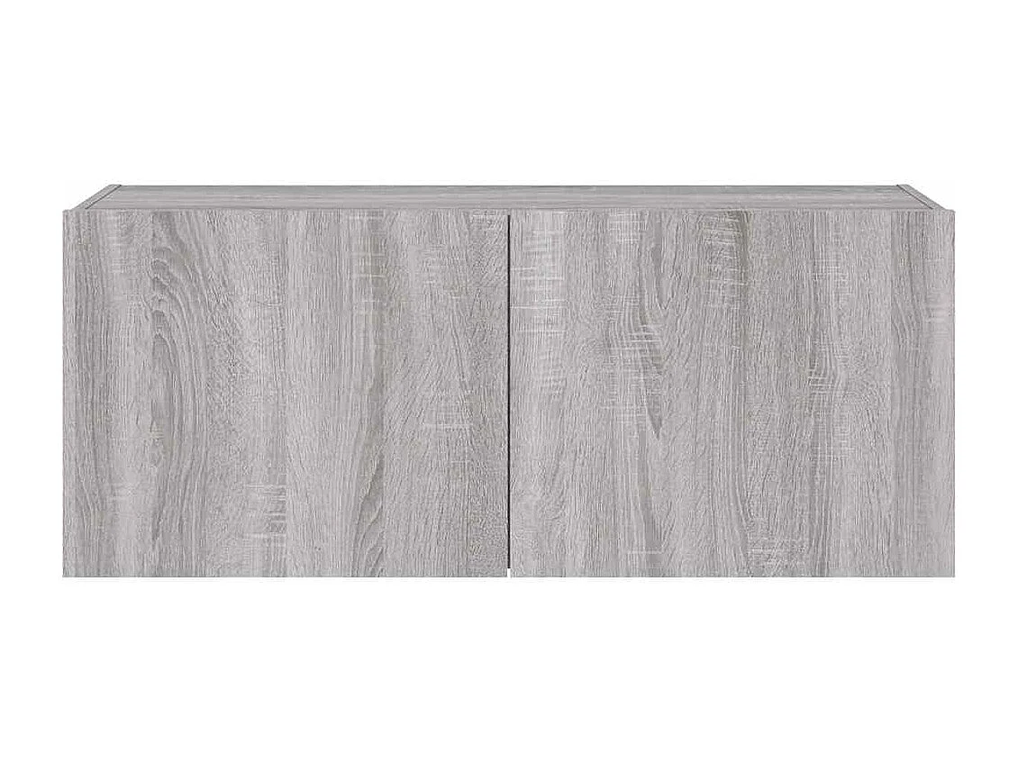 Berkfield TV Wall Cabinet with LED Lights Grey Sonoma 100x35x41 cm
