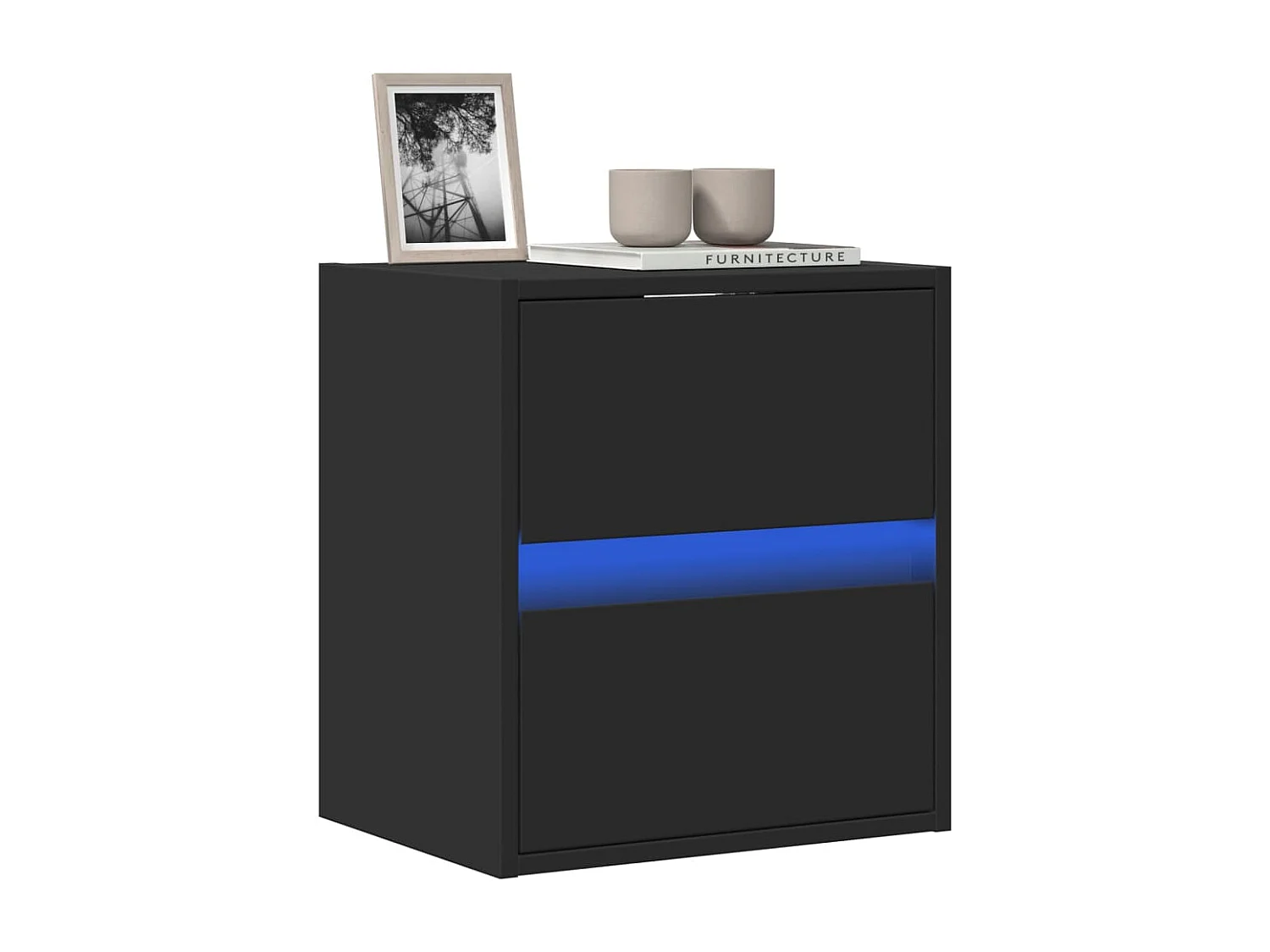 Berkfield TV Wall Cabinet with LED Lights Black 41x31x45 cm