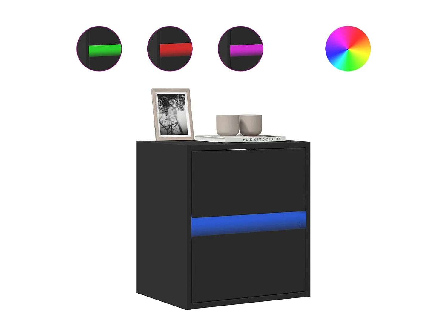Berkfield TV Wall Cabinet with LED Lights Black 41x31x45 cm