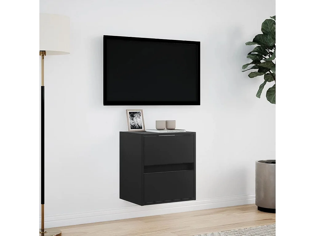 Berkfield TV Wall Cabinet with LED Lights Black 41x31x45 cm