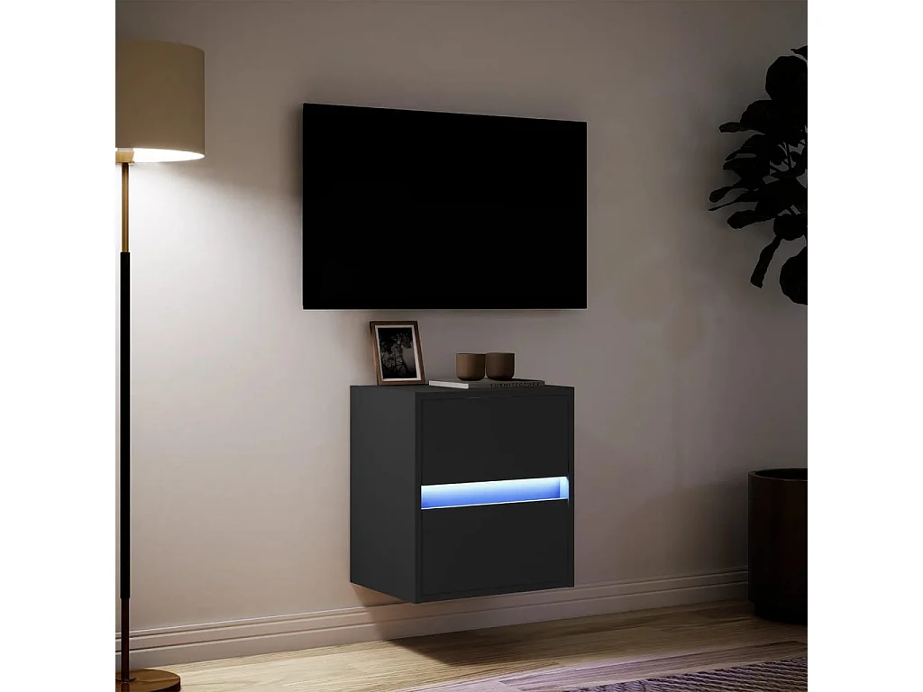Berkfield TV Wall Cabinet with LED Lights Black 41x31x45 cm