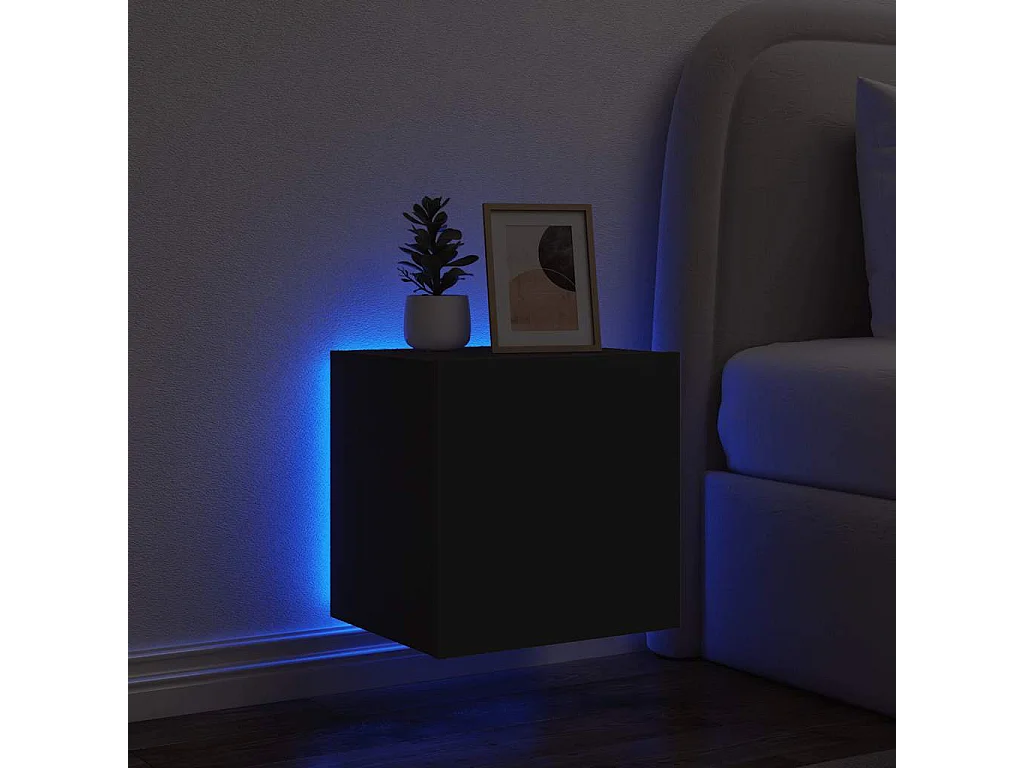 Berkfield TV Wall Cabinet with LED Lights Black 40.5x35x40 cm